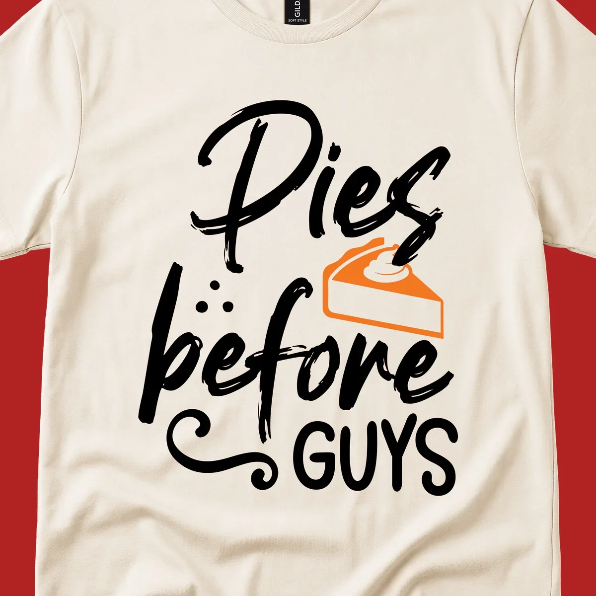 Pies before GUYS typography with a slice of pie illustration.