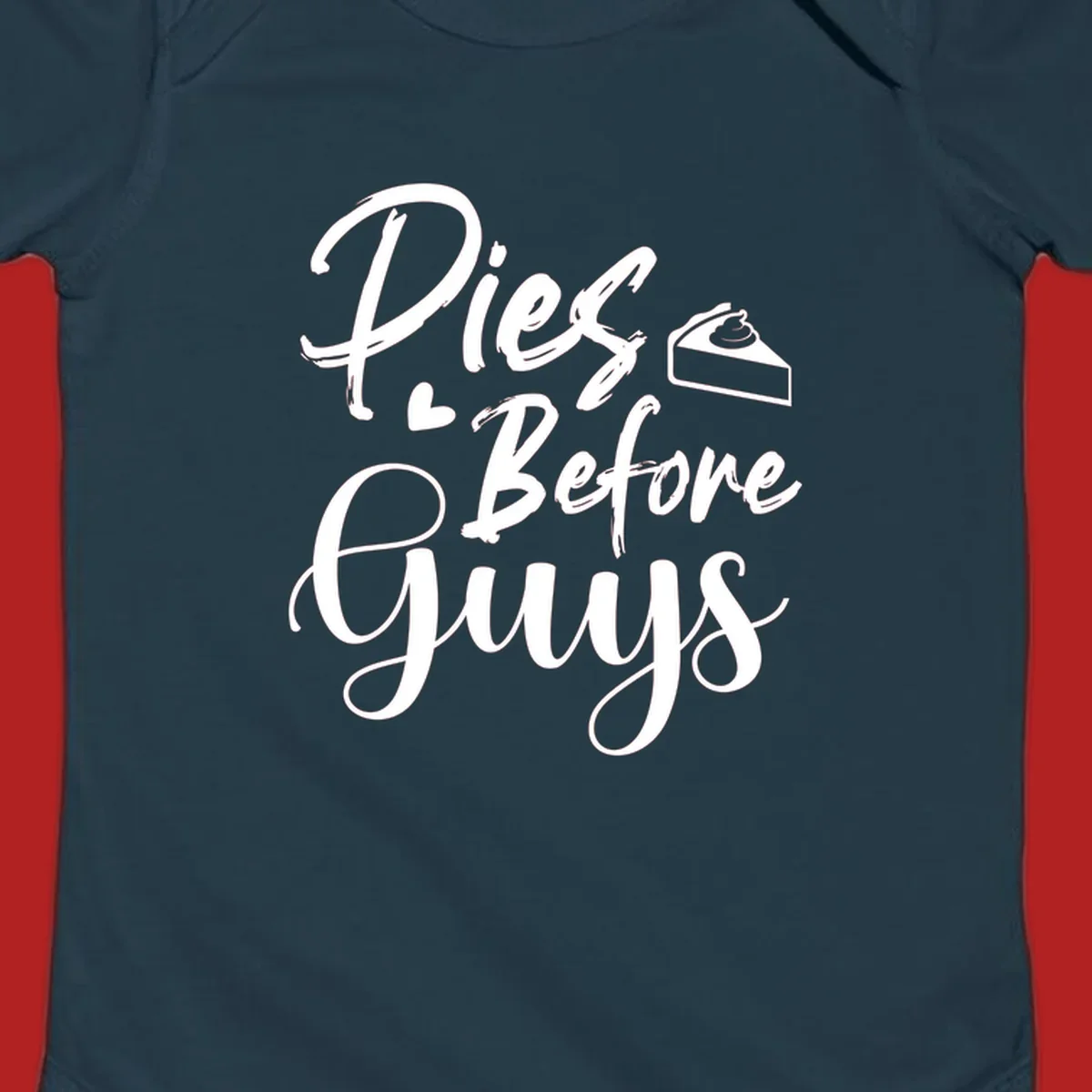 Pies Before Guys typography design with heart and pie slice.