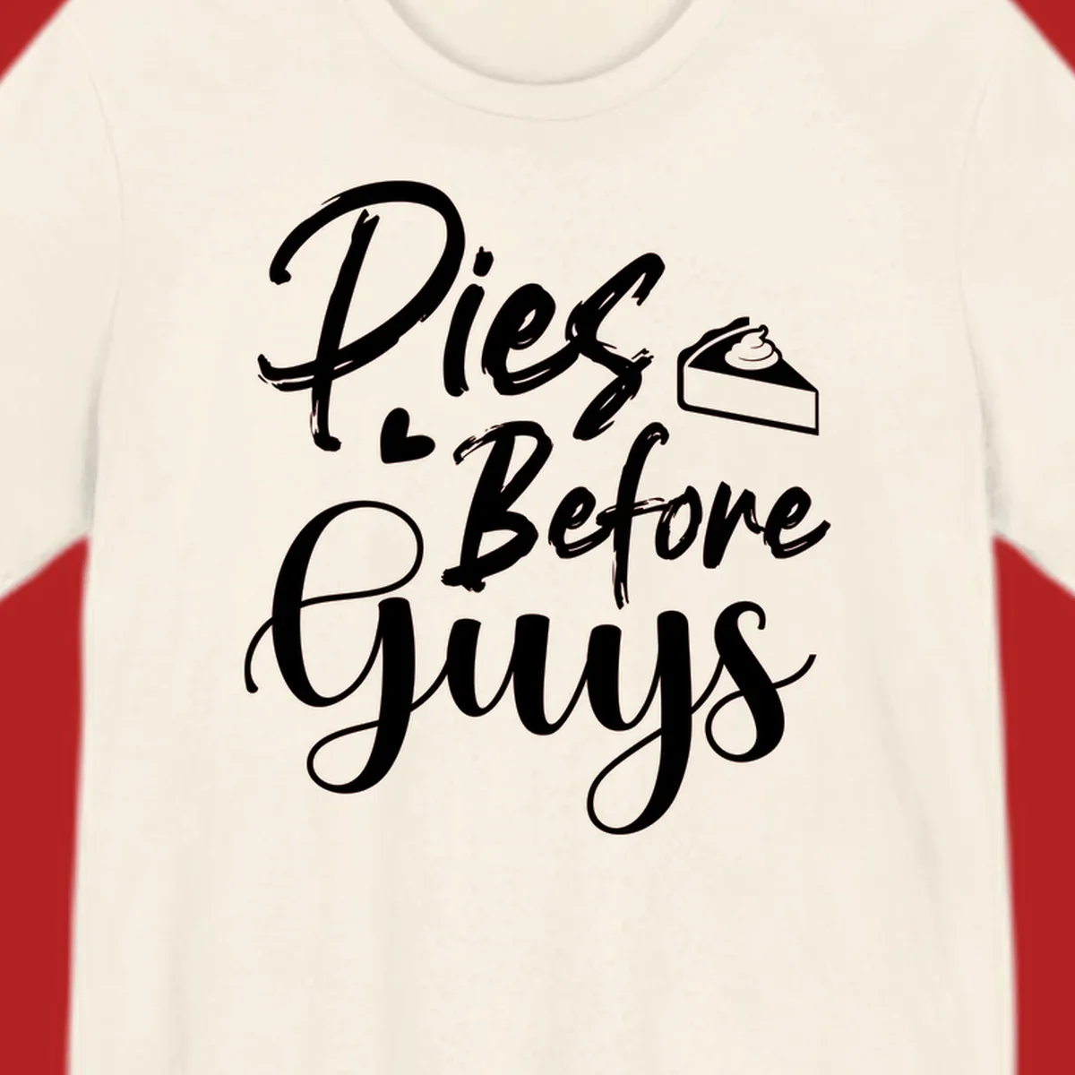 Pies Before Guys typography design with heart and pie slice.