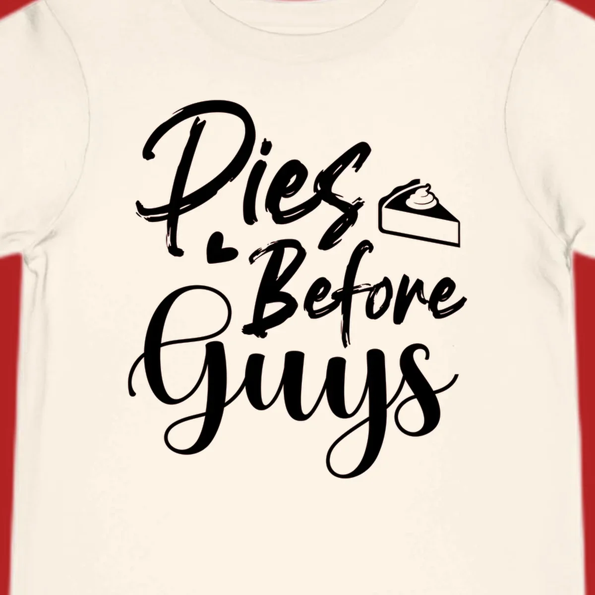 Pies Before Guys typography design with heart and pie slice.