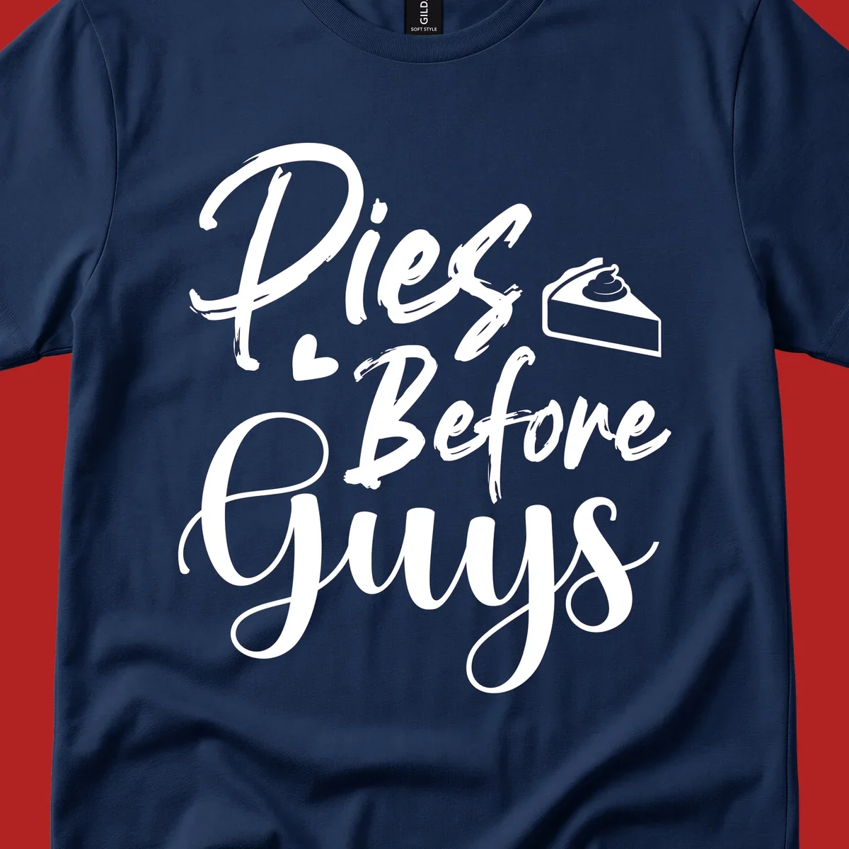 Pies Before Guys typography design with heart and pie slice.