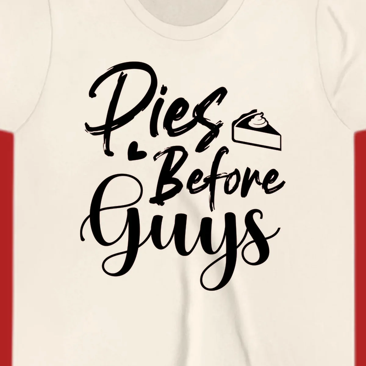 Pies Before Guys typography design with heart and pie slice.