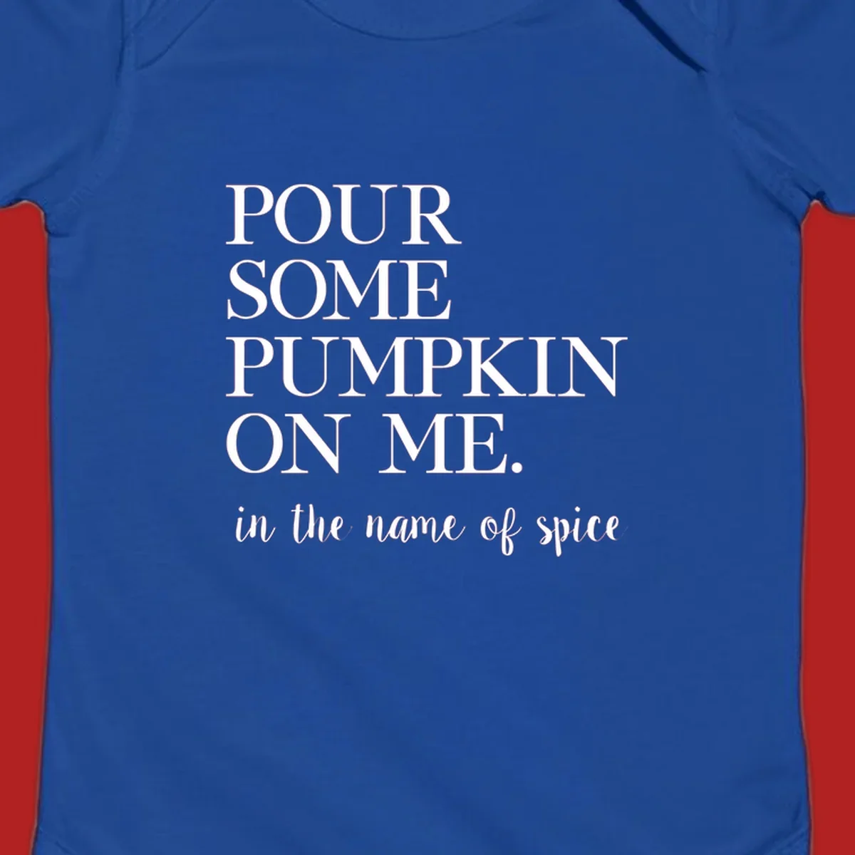 Pumpkin spice phrase in white text on black and white backgrounds.