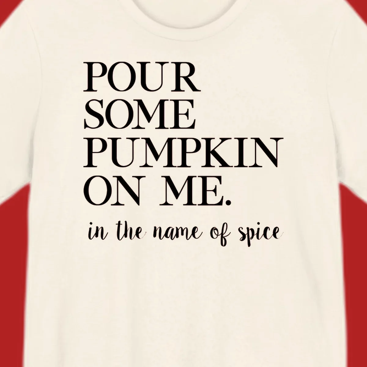 Pumpkin spice phrase in white text on black and white backgrounds.