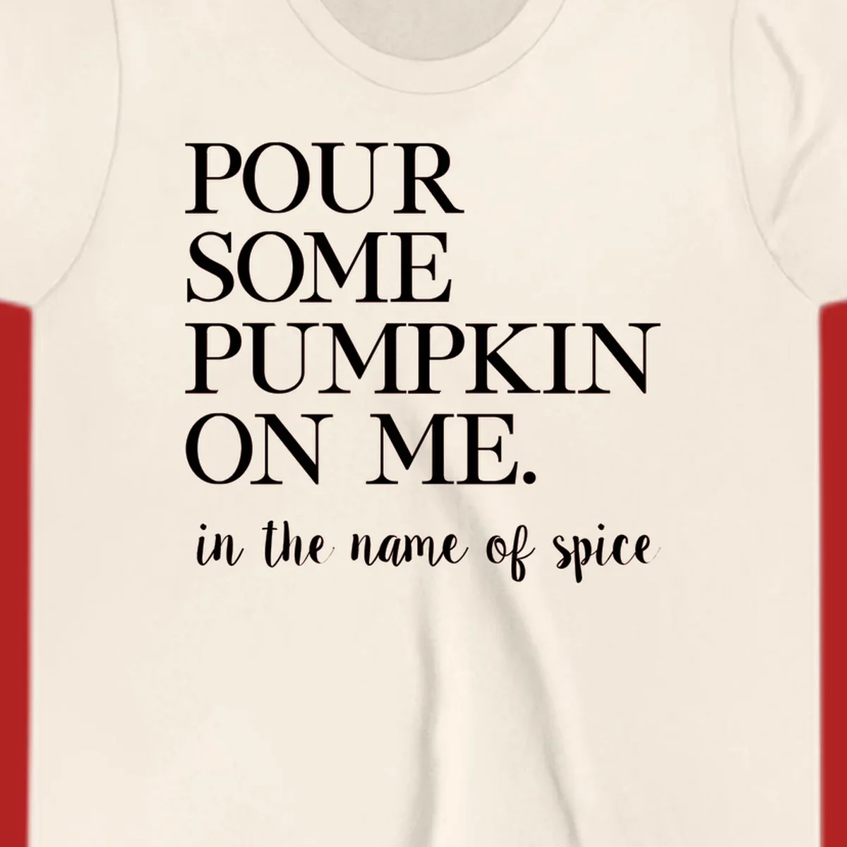 Pumpkin spice phrase in white text on black and white backgrounds.