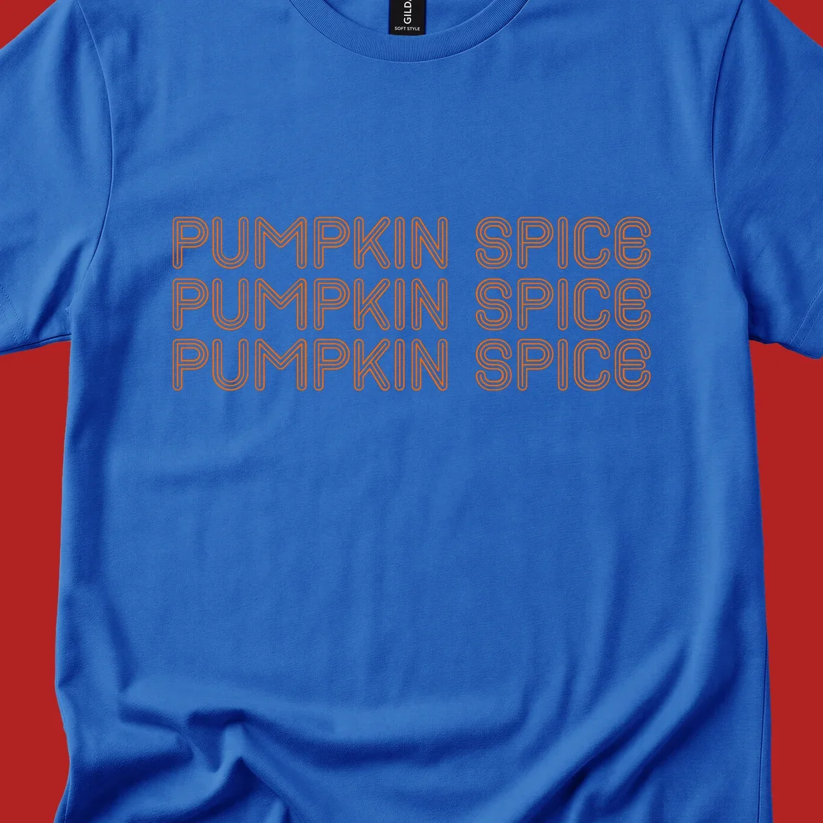 Orange "Pumpkin Spice" text pattern on dark and light backgrounds.