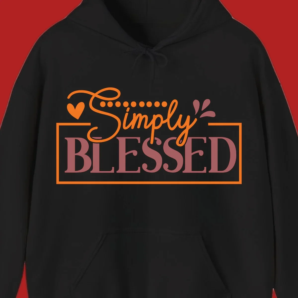 Simply Blessed phrase with heart and dots graphic tee.