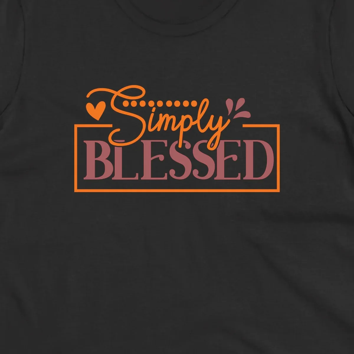 Simply Blessed phrase with heart and dots graphic tee.