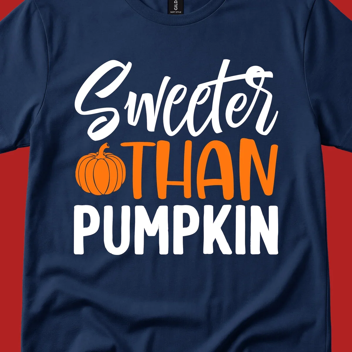 Sweeter than pumpkin fall saying with pumpkin illustration and text.