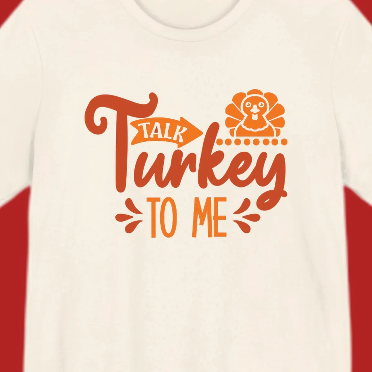 Talk Turkey To Me Thanksgiving graphic with turkey and arrow illustration