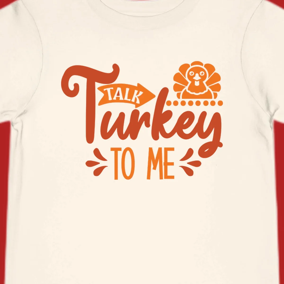 Talk Turkey To Me Thanksgiving graphic with turkey and arrow illustration