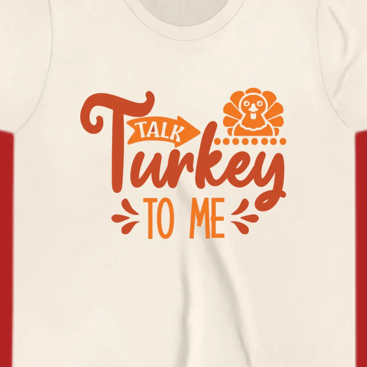 Talk Turkey To Me Thanksgiving graphic with turkey and arrow illustration