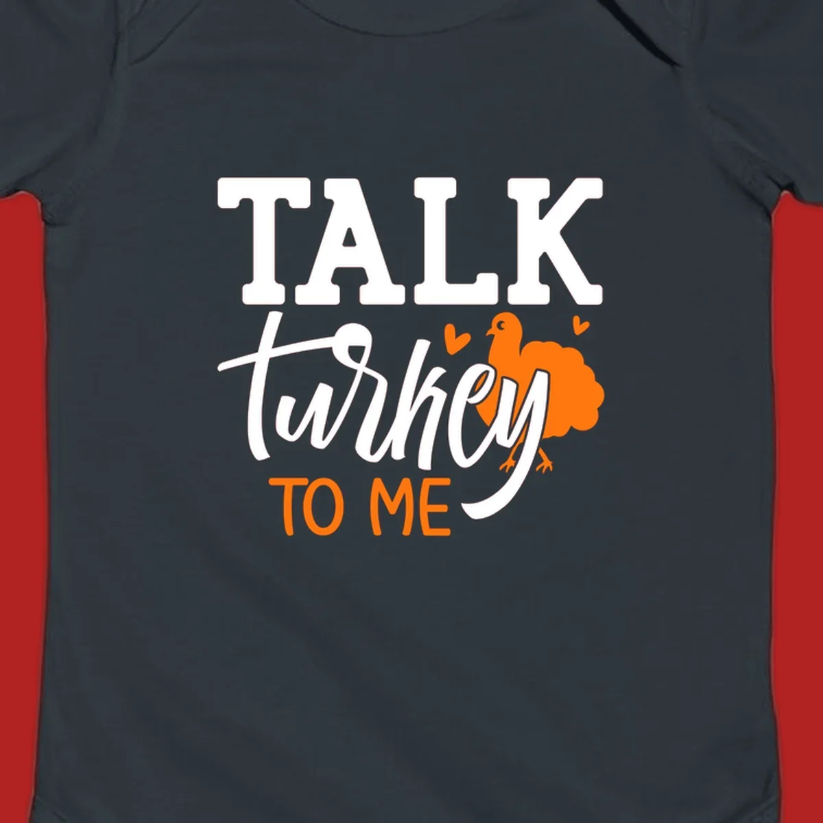 Talk turkey to me Thanksgiving phrase with turkey illustration.