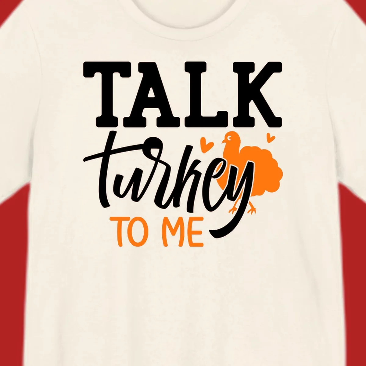 Talk turkey to me Thanksgiving phrase with turkey illustration.