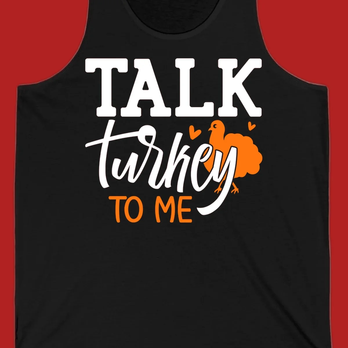 Talk turkey to me Thanksgiving phrase with turkey illustration.
