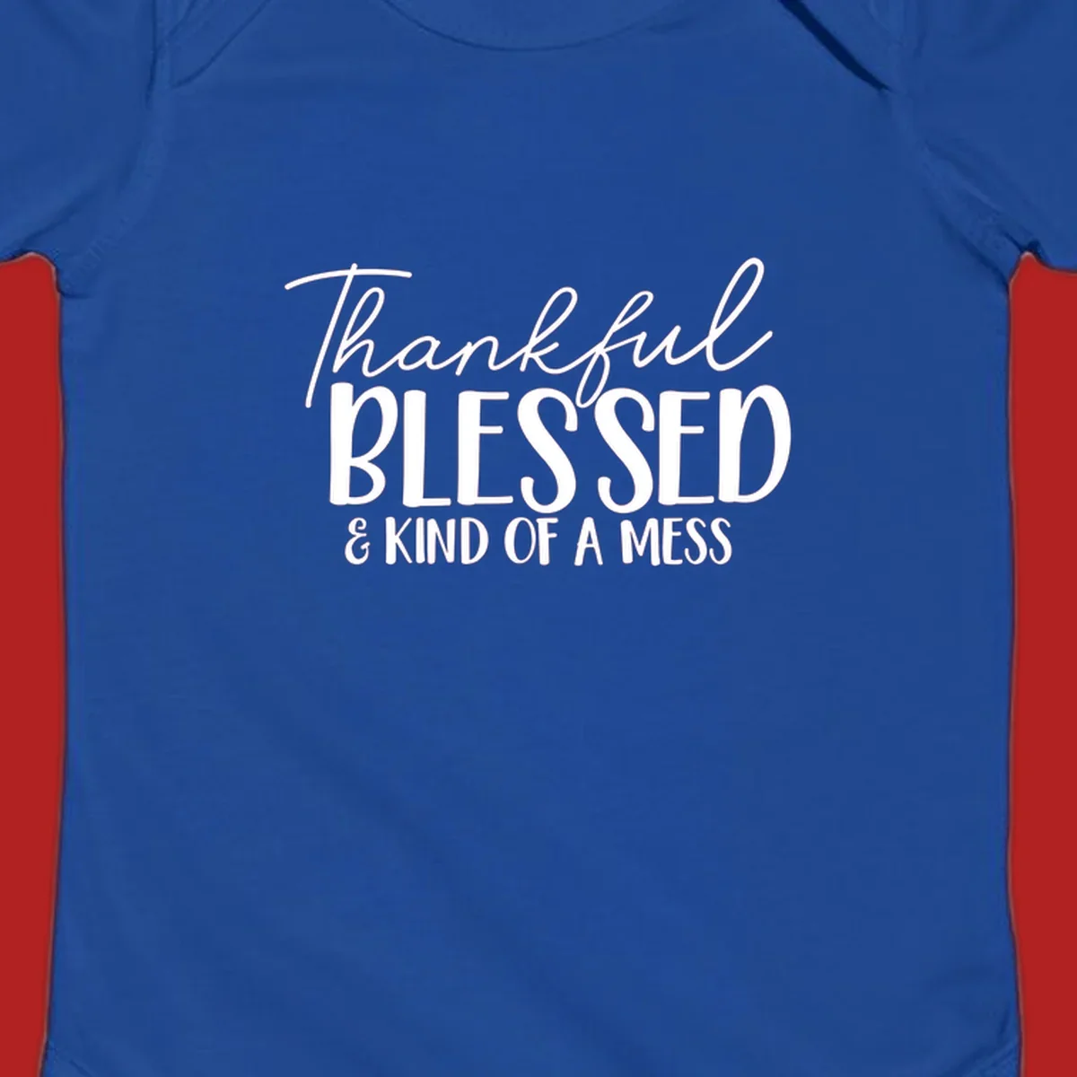 Thankful Blessed Kind Of A Mess typography design.