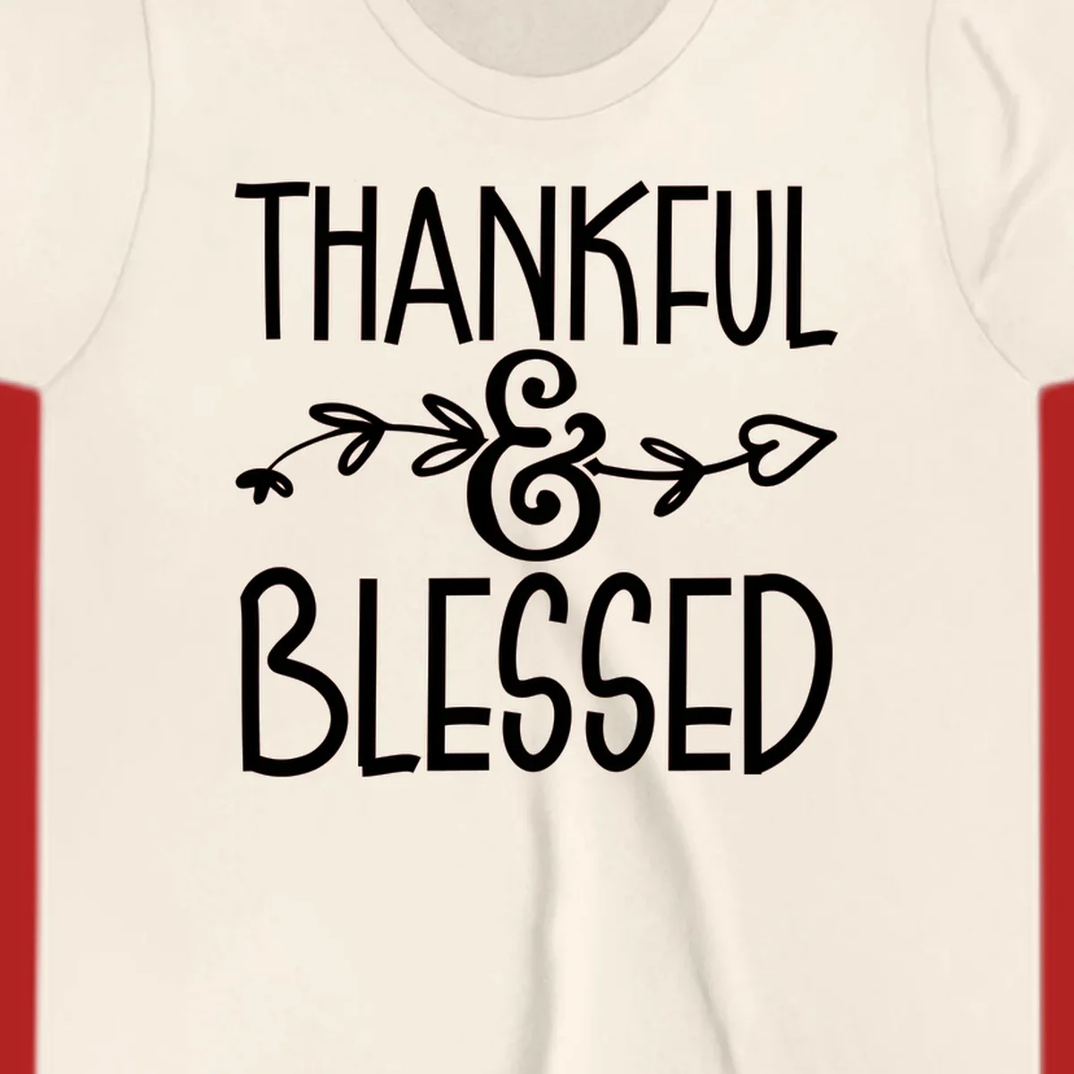 Thankful & Blessed typography design with decorative ampersand.
