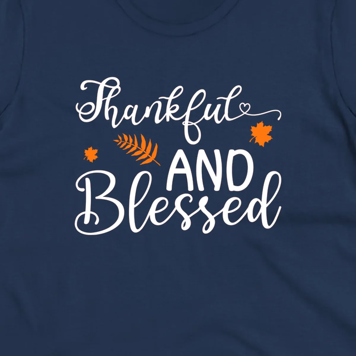 Thankful and blessed fall leaves typography design