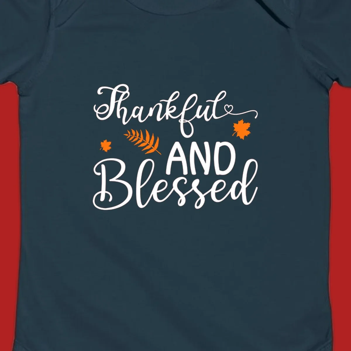Thankful and blessed fall leaves typography design