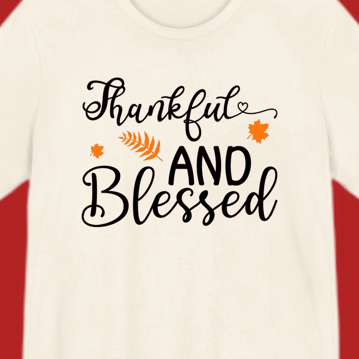 Thankful and blessed fall leaves typography design