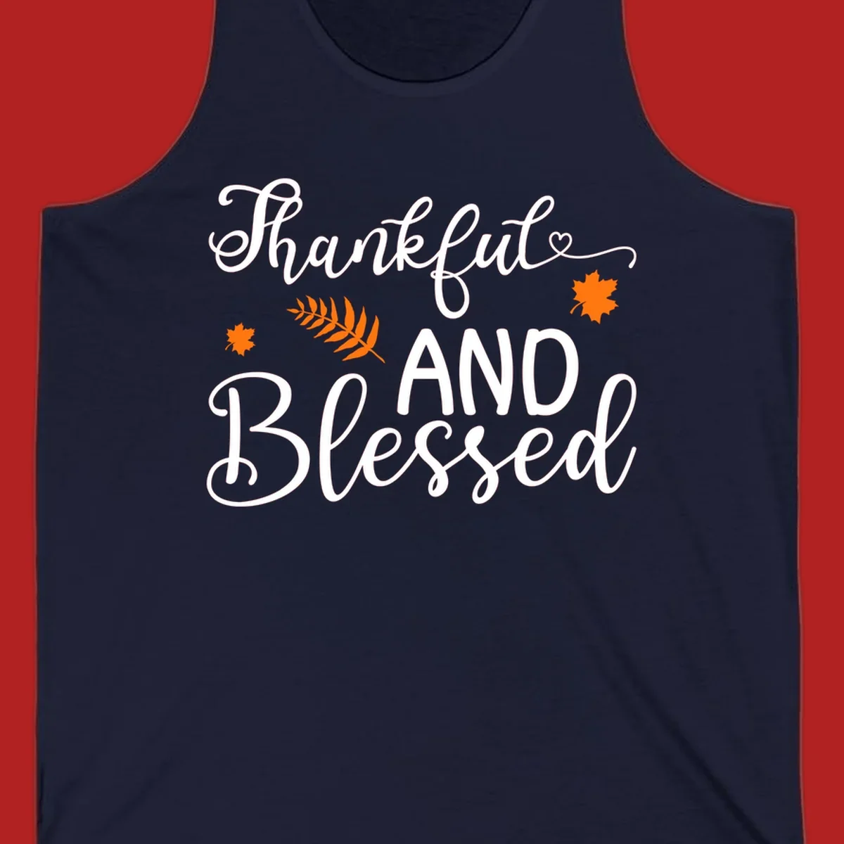 Thankful and blessed fall leaves typography design