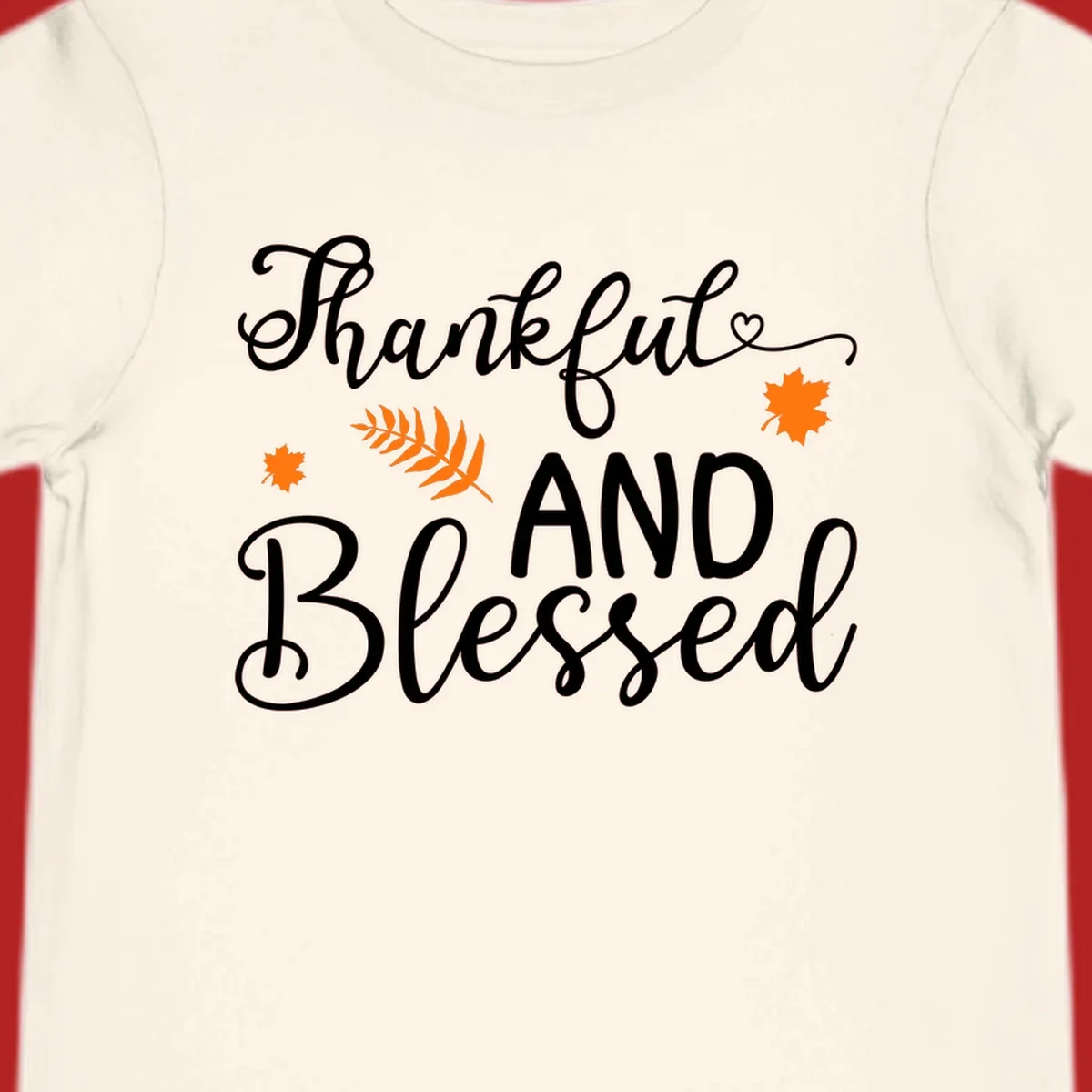 Thankful and blessed fall leaves typography design