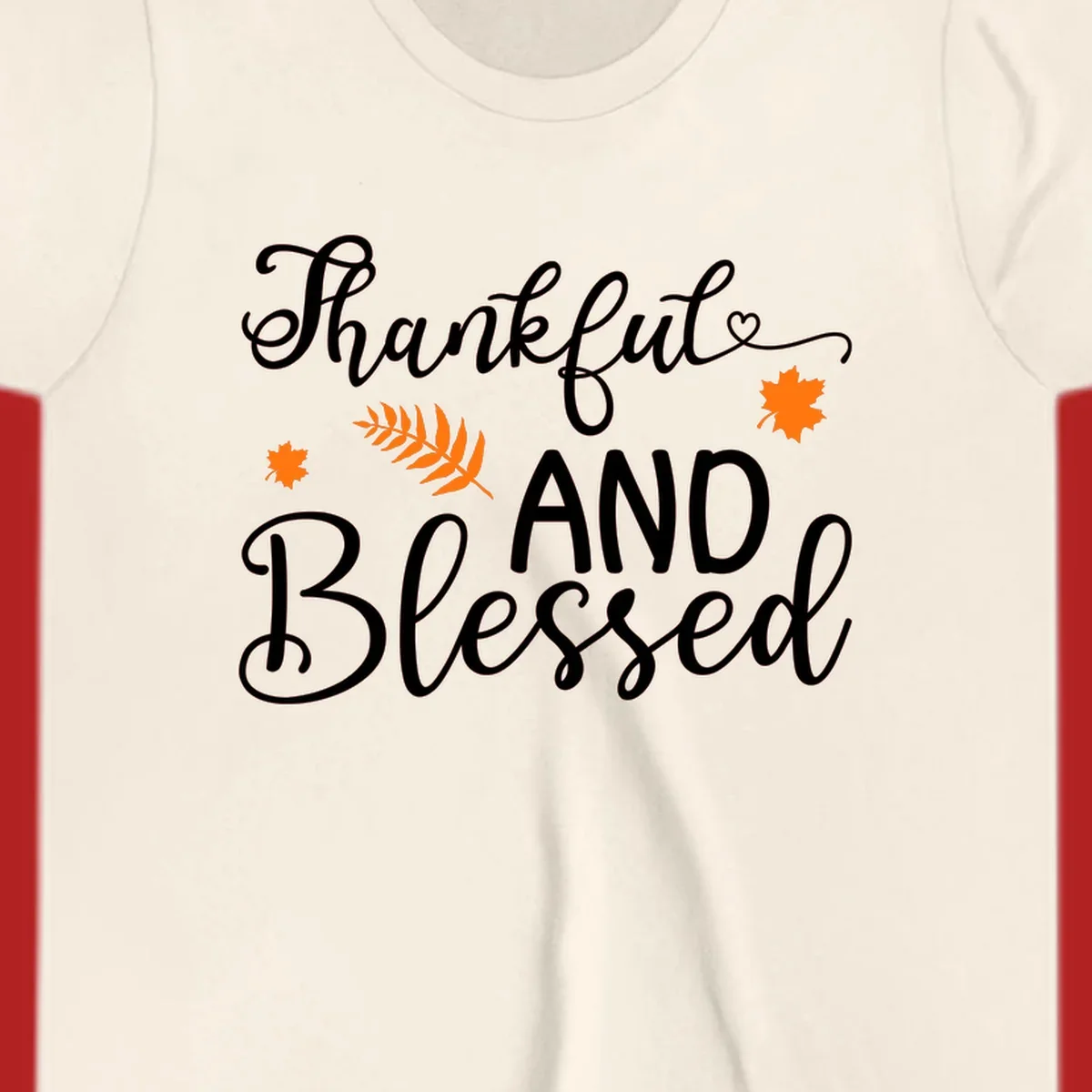 Thankful and blessed fall leaves typography design