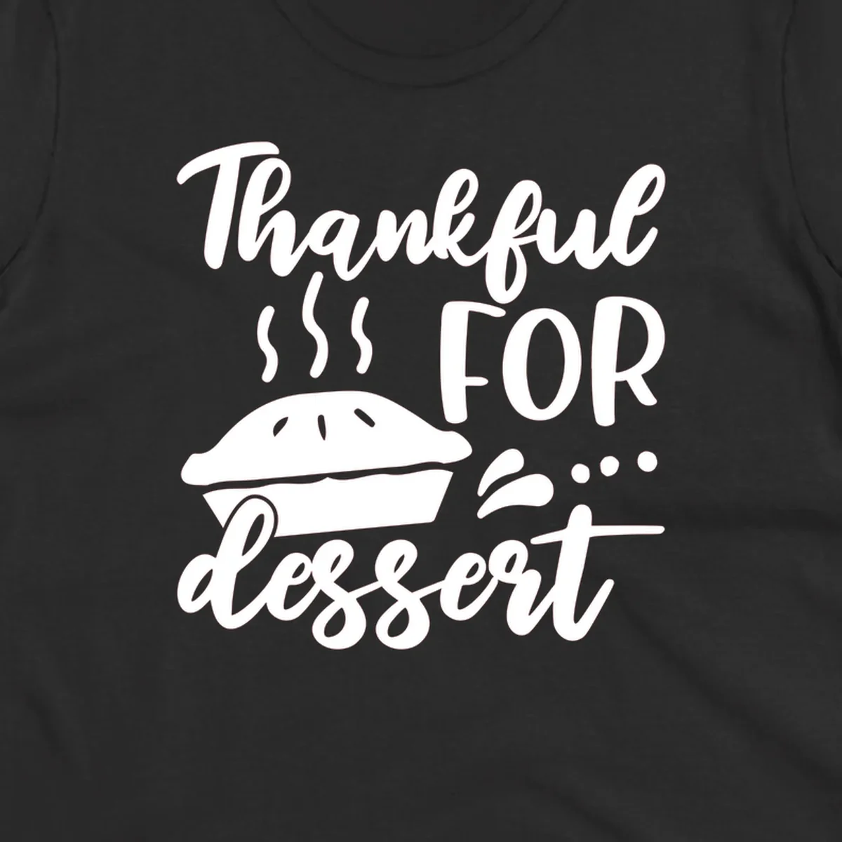 Thankful for dessert pie graphic with steam.