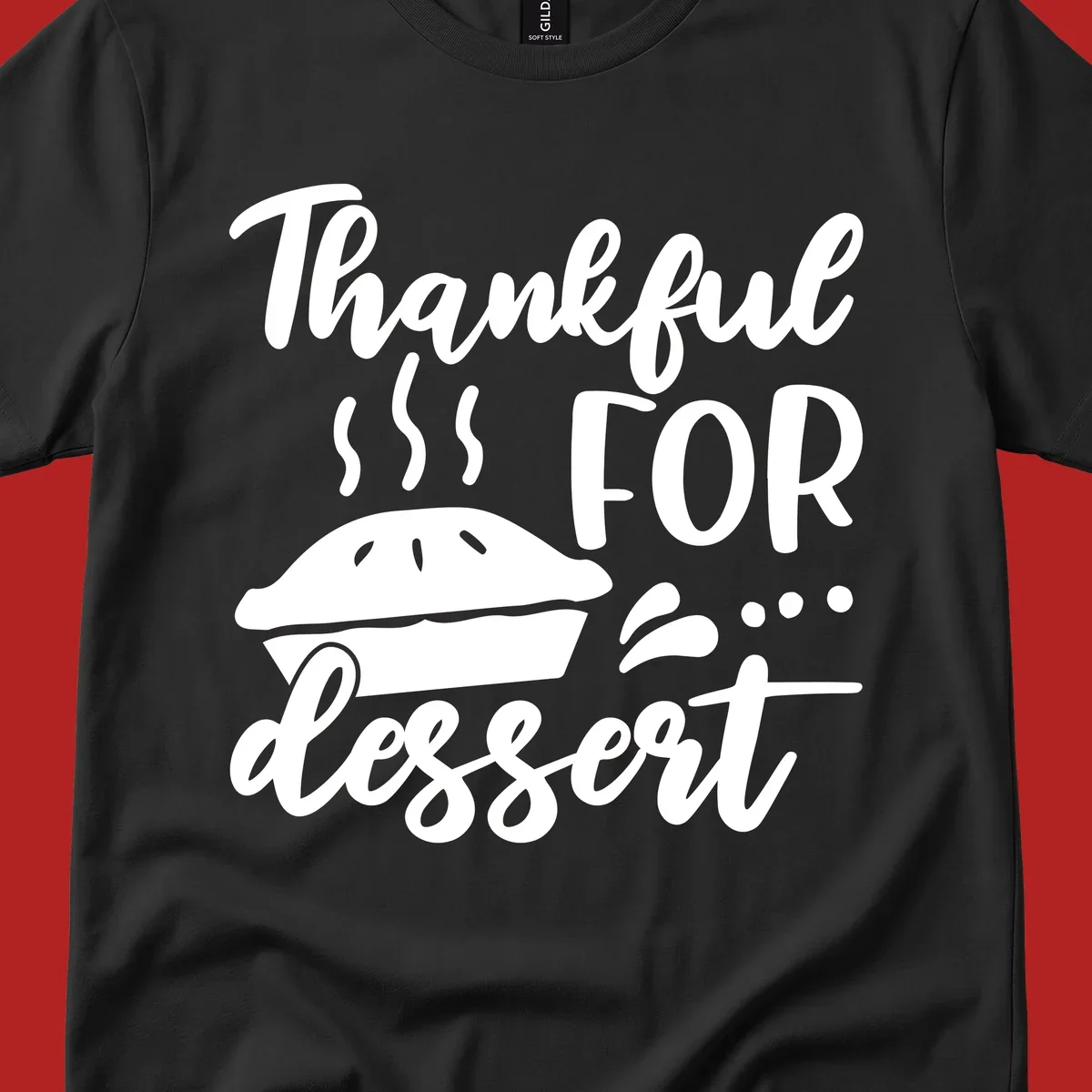 Thankful for dessert pie graphic with steam.
