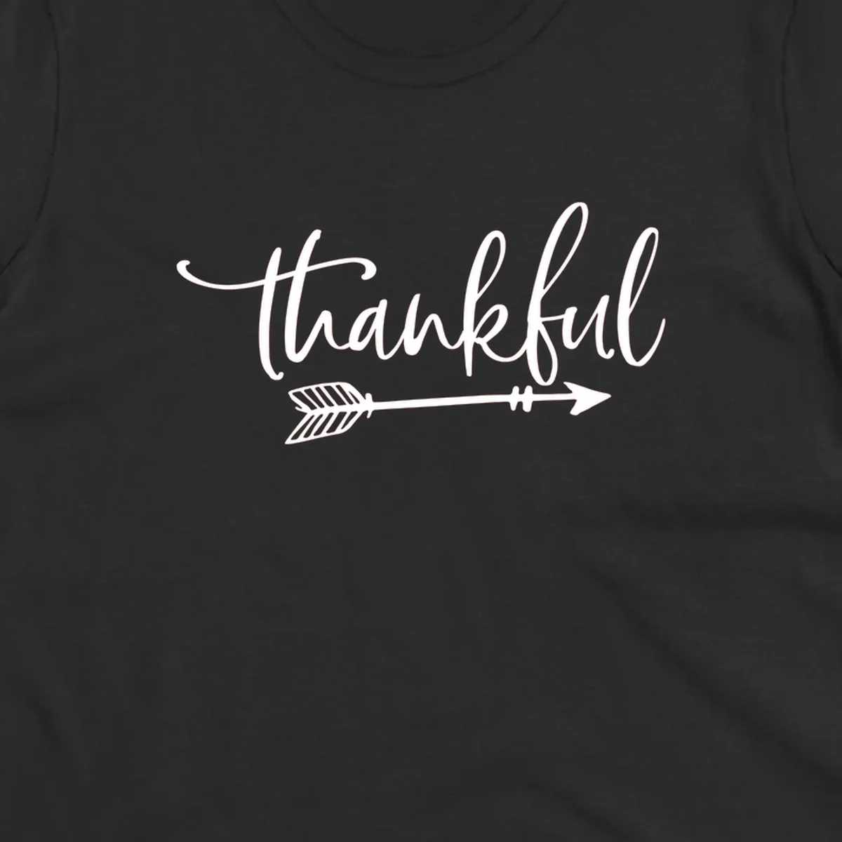 Thankful text with arrow graphic.