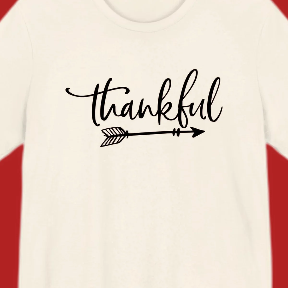 Thankful text with arrow graphic.
