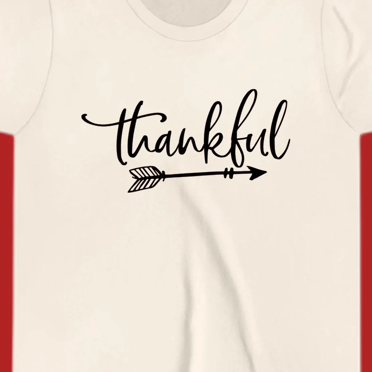Thankful text with arrow graphic.
