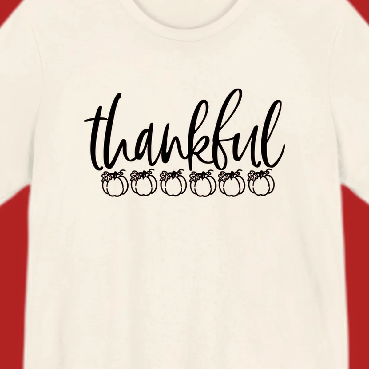 White script text 'thankful' above six white pumpkin illustrations, thankful pumpkins thanksgiving
