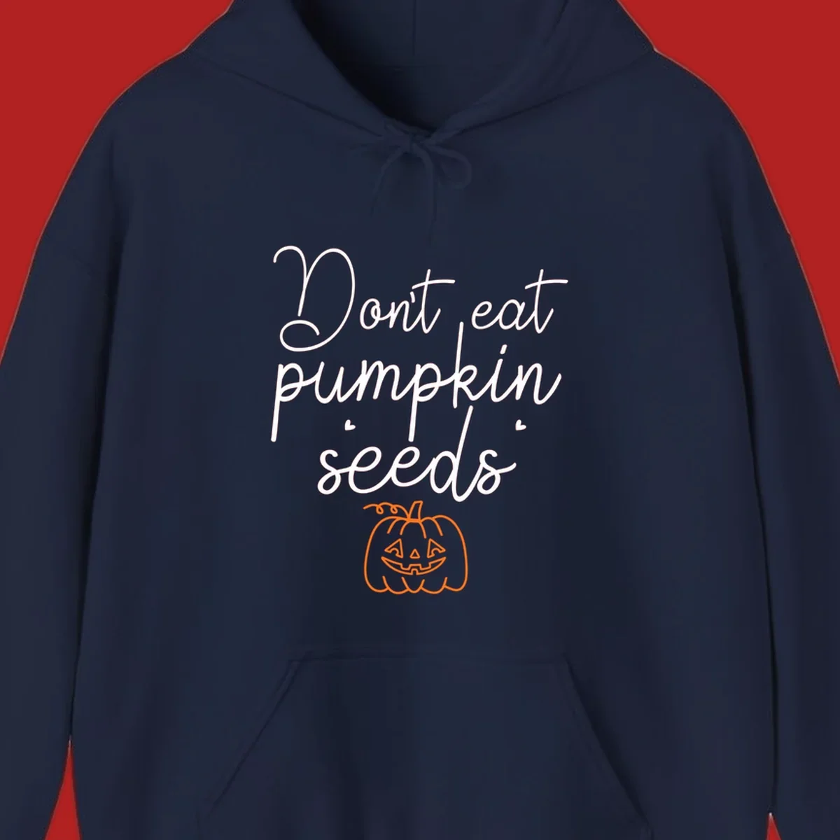Don't eat pumpkin seeds Halloween text with jack-o-lantern illustration