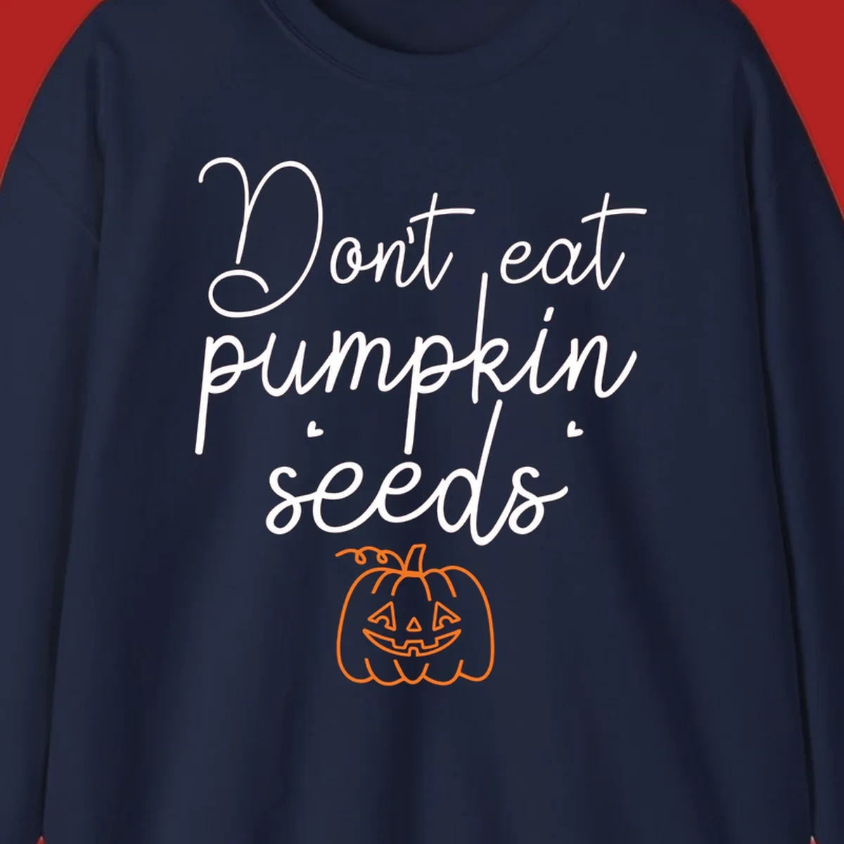 Don't eat pumpkin seeds Halloween text with jack-o-lantern illustration
