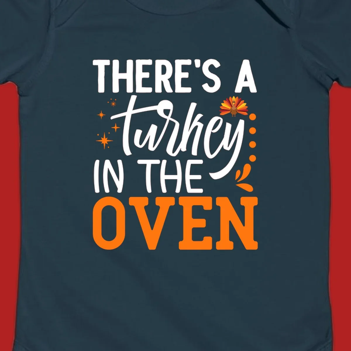 Thanksgiving turkey oven pregnancy announcement with text and illustrations. Primary keyword root: thanksgiving-turkey-oven-pregnancy
