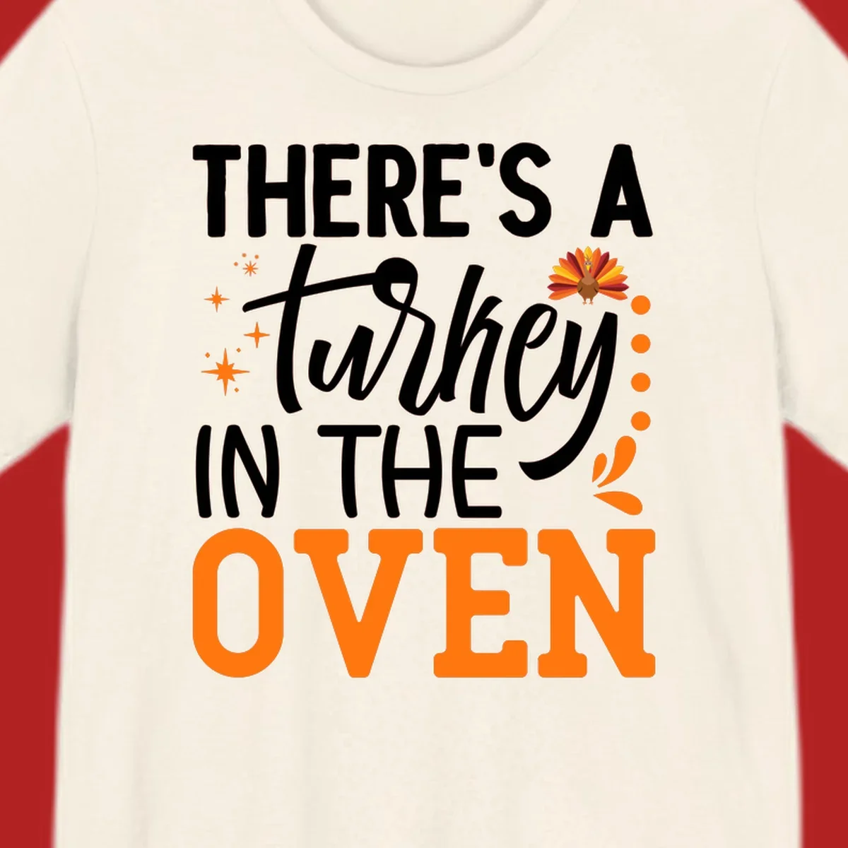 Thanksgiving turkey oven pregnancy announcement with text and illustrations. Primary keyword root: thanksgiving-turkey-oven-pregnancy