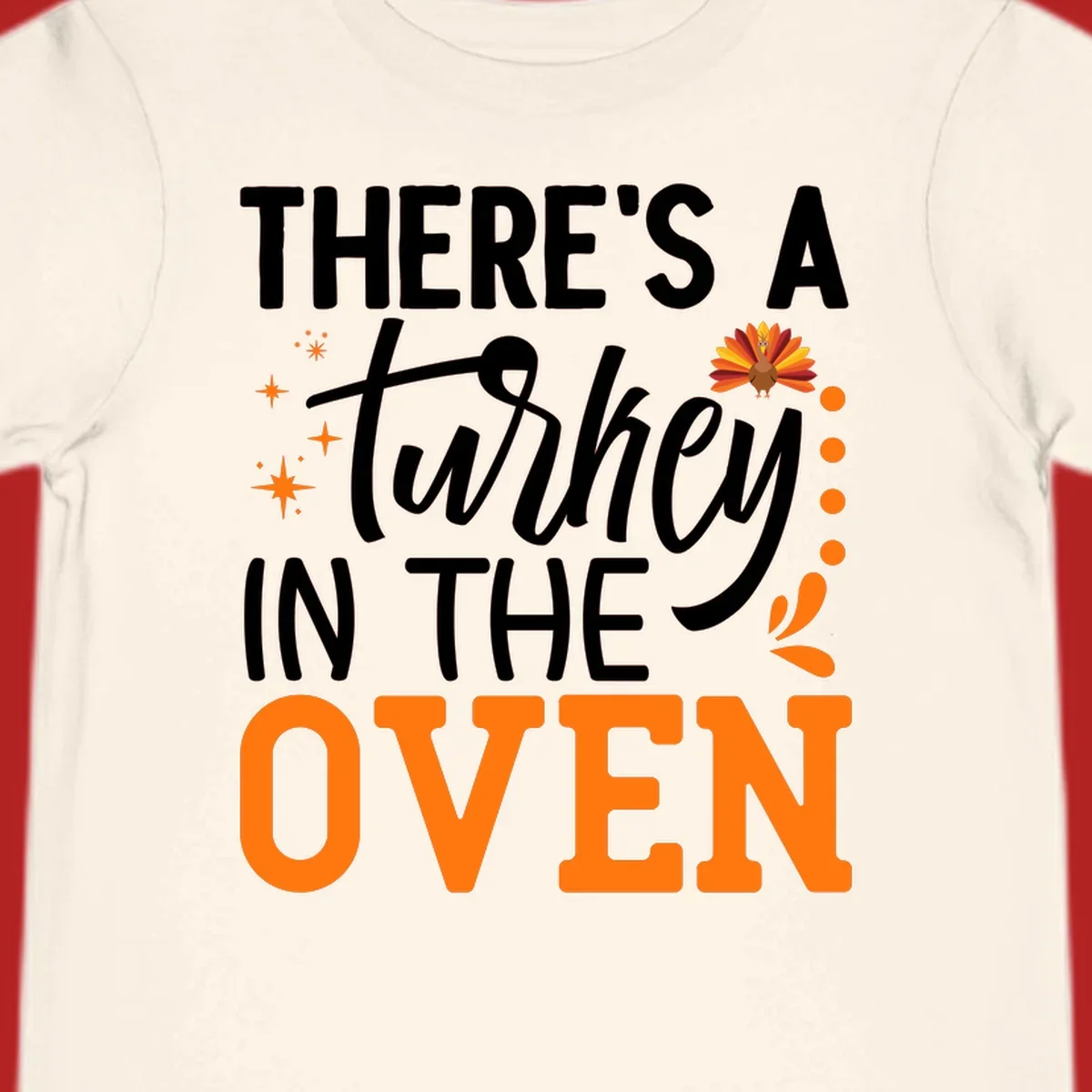 Thanksgiving turkey oven pregnancy announcement with text and illustrations. Primary keyword root: thanksgiving-turkey-oven-pregnancy