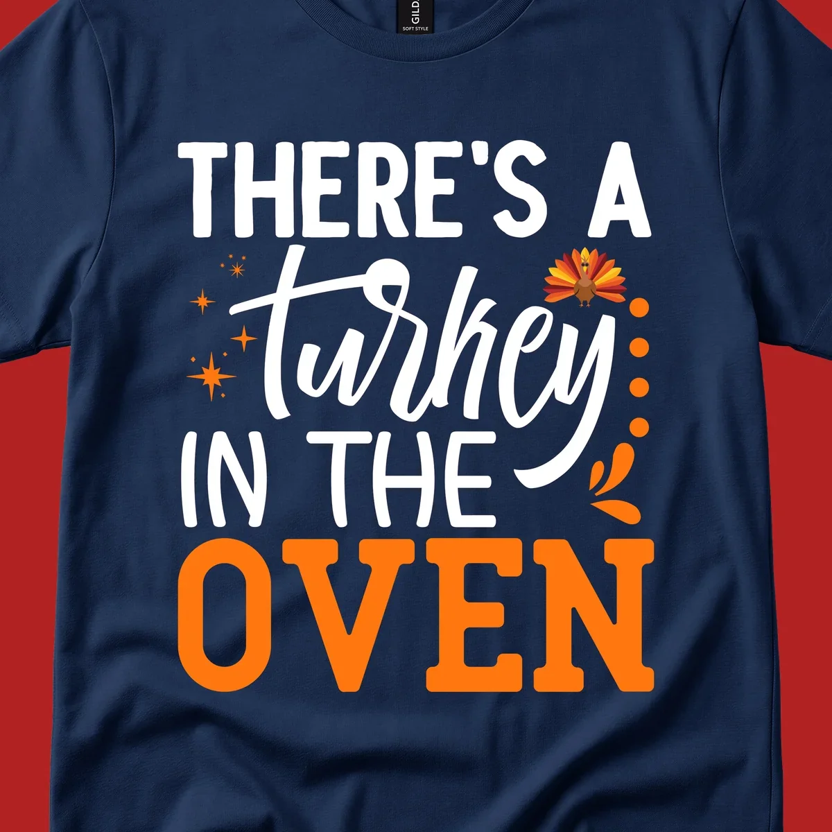 Thanksgiving turkey oven pregnancy announcement with text and illustrations. Primary keyword root: thanksgiving-turkey-oven-pregnancy
