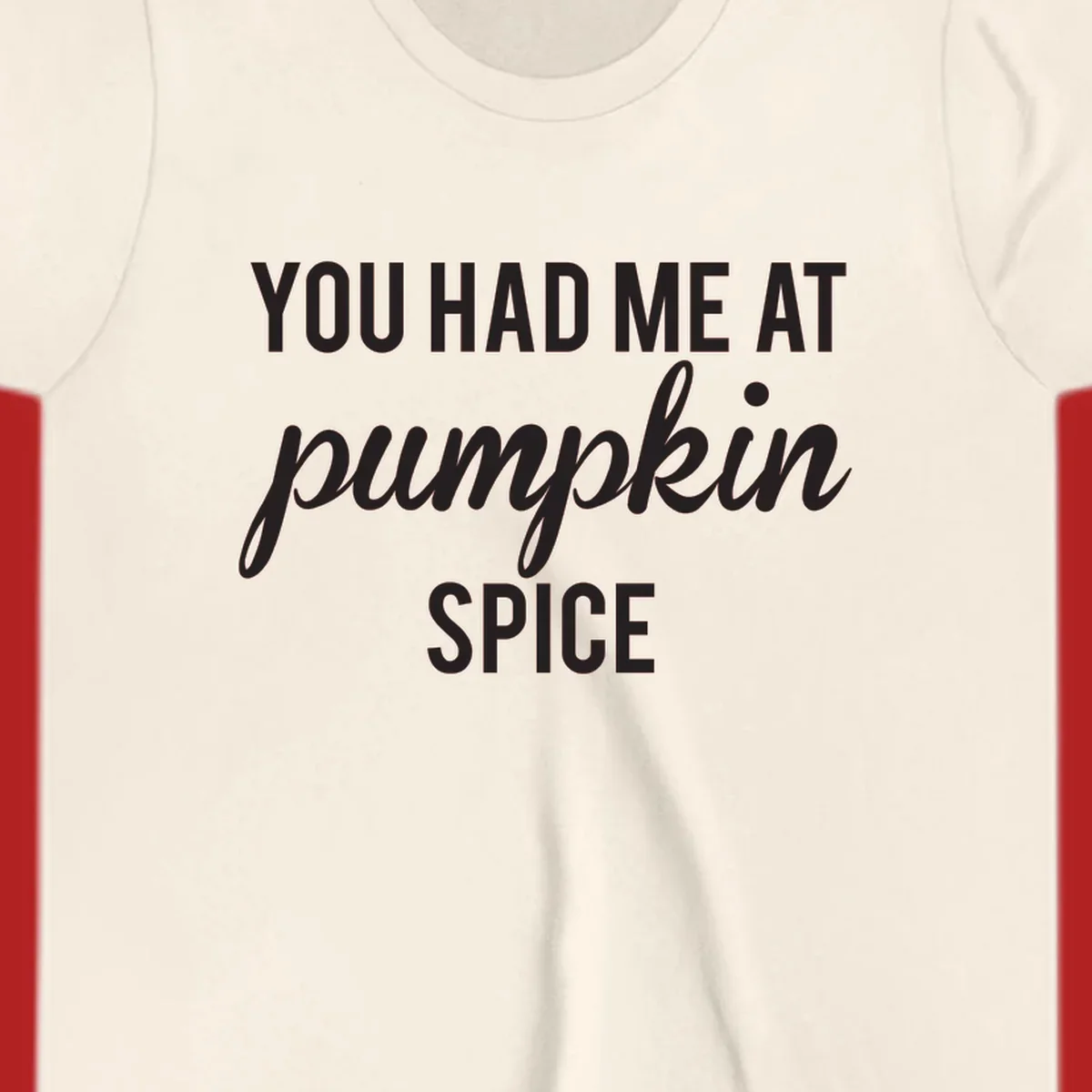 Text design 'YOU HAD ME AT pumpkin SPICE' with 'pumpkin' in script.