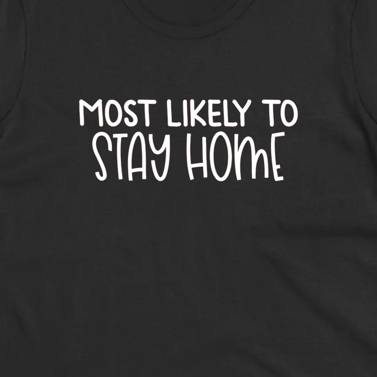Most Likely To Stay Home text design
