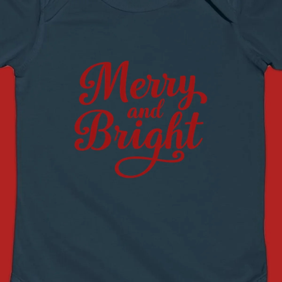 Merry and Bright script typography in red letters, perfect for holiday celebrations.