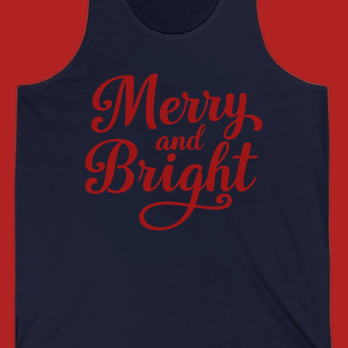 Merry and Bright script typography in red letters, perfect for holiday celebrations.