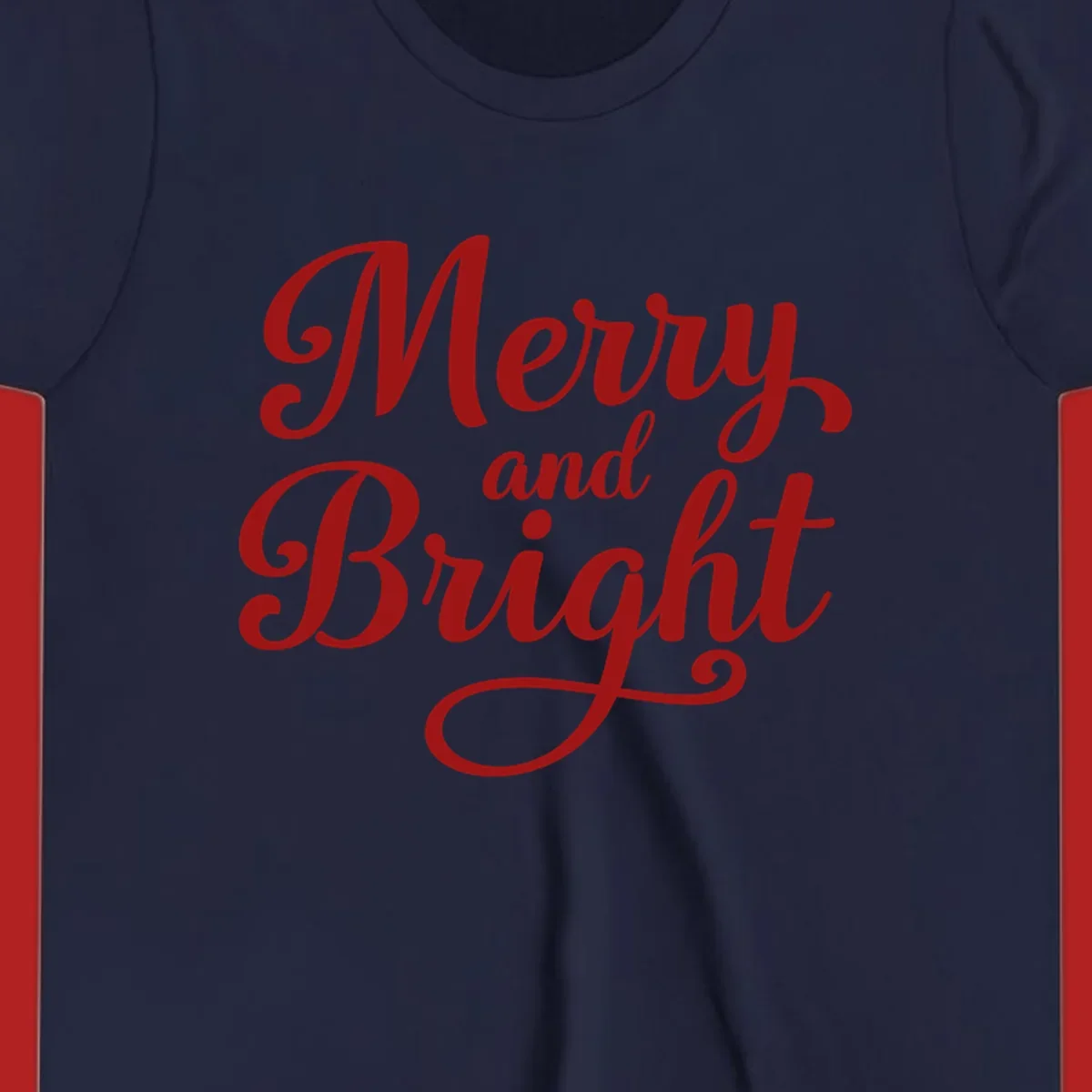 Merry and Bright script typography in red letters, perfect for holiday celebrations.
