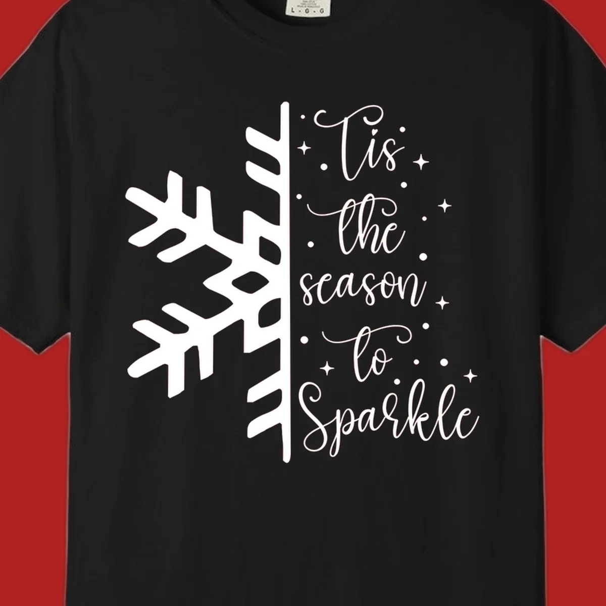 Tis the season to Sparkle phrase with snowflake and stars