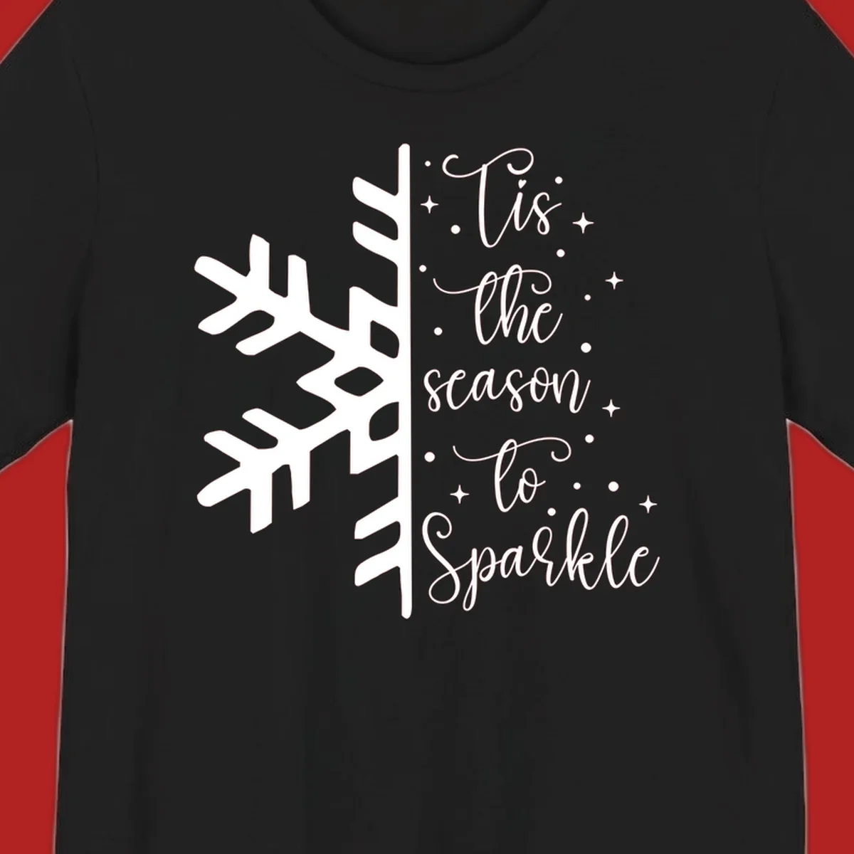 Tis the season to Sparkle phrase with snowflake and stars