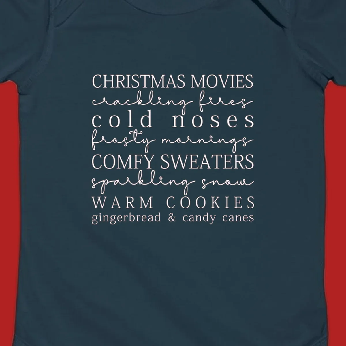 Christmas cozy vibes word art with phrases like "Christmas Movies" and "Warm Cookies".