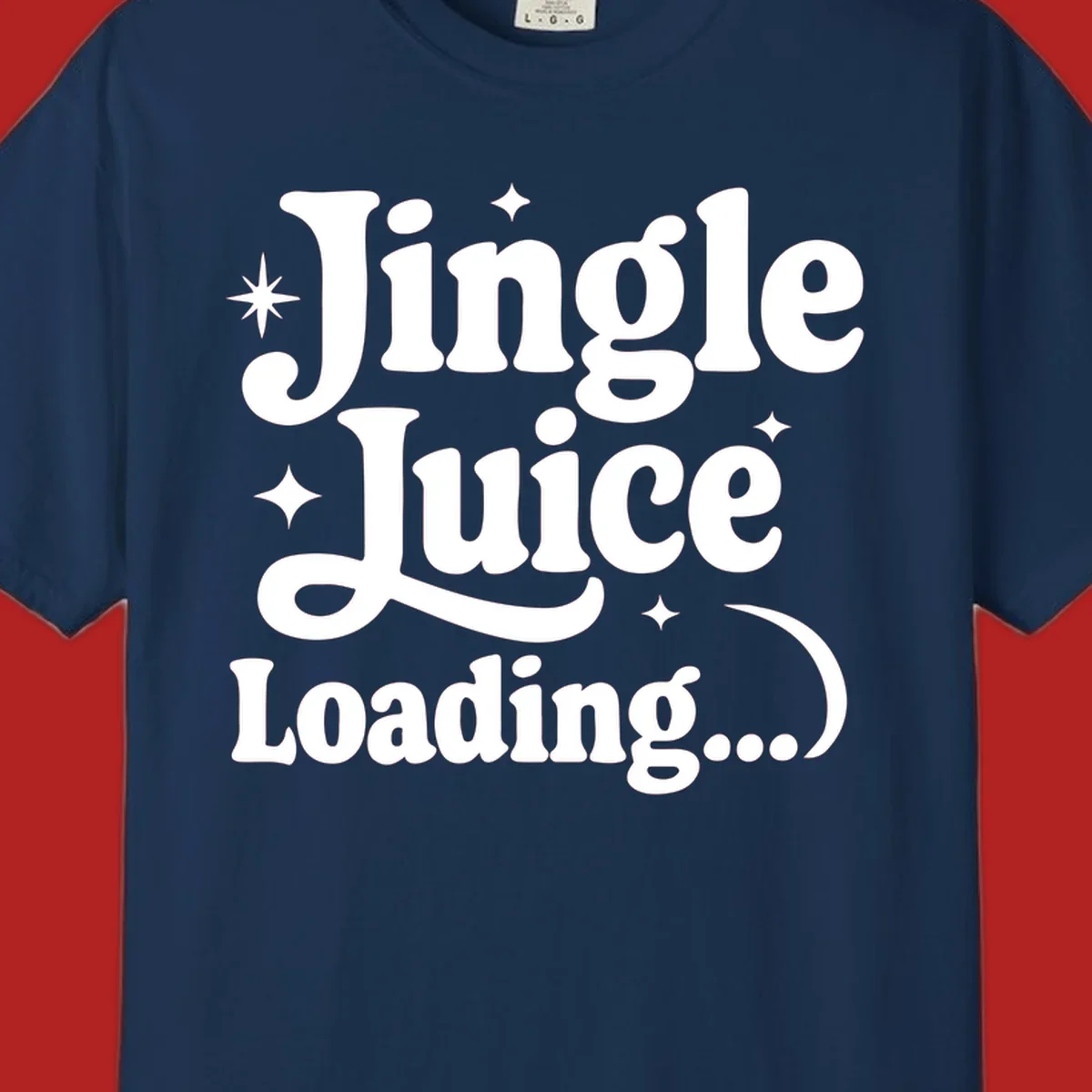 Jingle Juice Loading text with stars in a retro font.