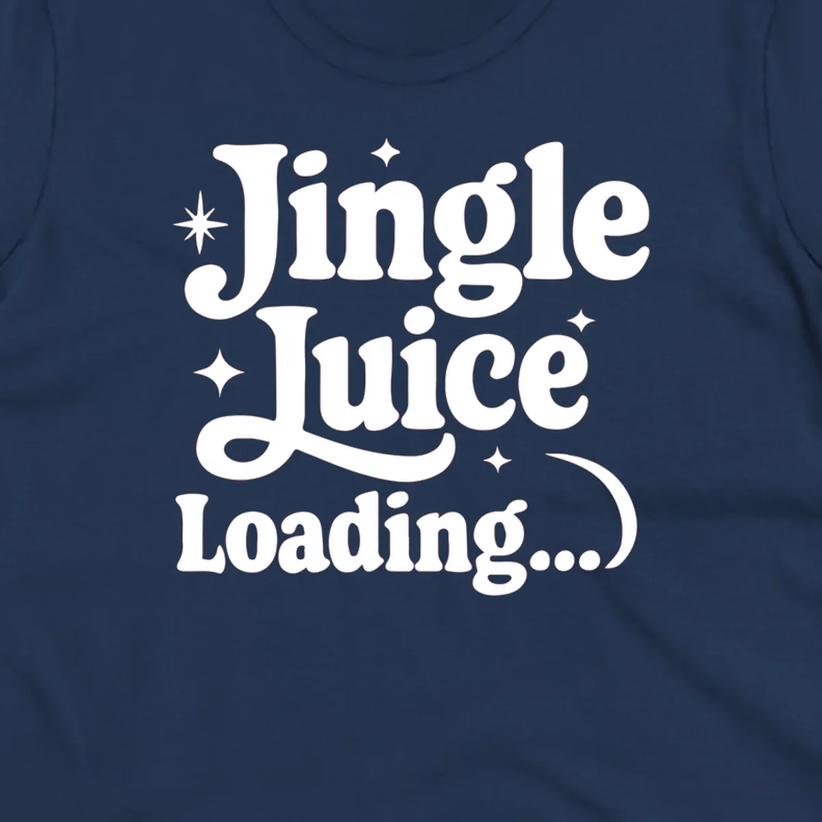 Jingle Juice Loading text with stars in a retro font.