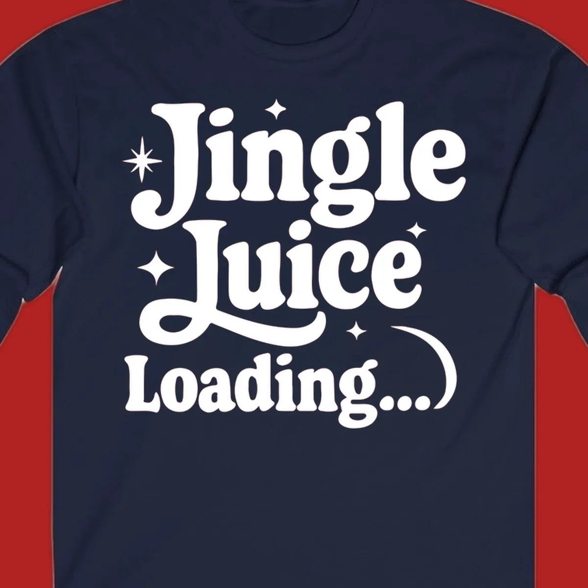 Jingle Juice Loading text with stars in a retro font.